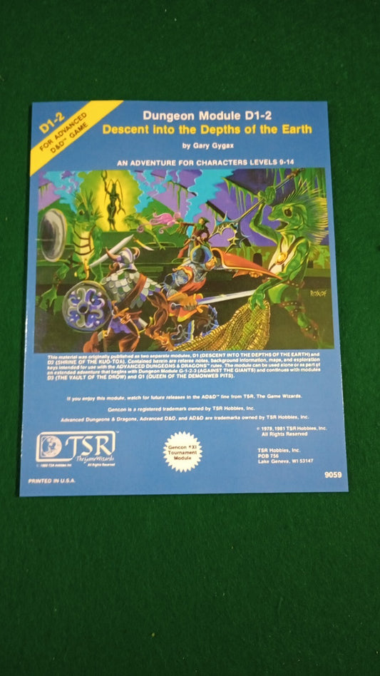 1e D1-2 Descent into the Depths of the Earth Advanced Dungeons Dragons AD&D 1st