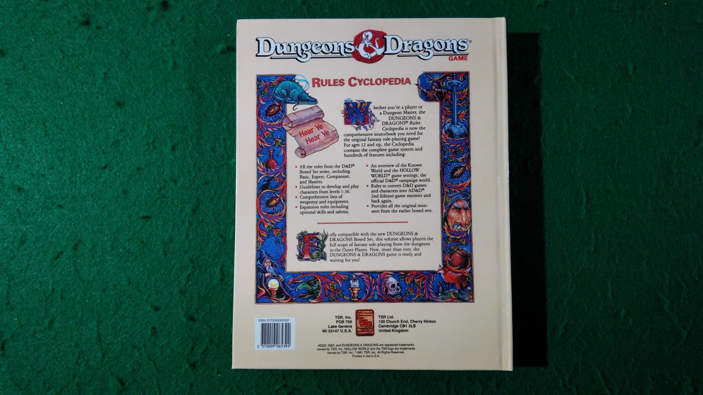 HARDCOVER Dungeons and Dragons Rules Cyclopedia (Basic) BECMI
