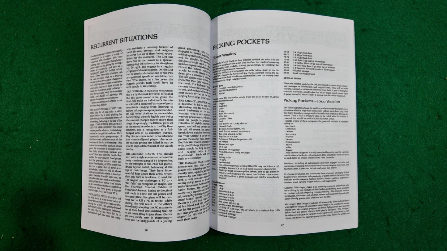 CITY SYSTEM Forgotten Realms Advanced Dungeons and Dragons AD&D 1e 1st Edition