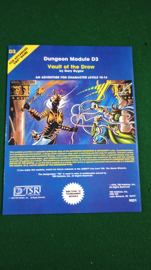 1e D3 Vault of the Drow Advanced Dungeons Dragons AD&D 1st