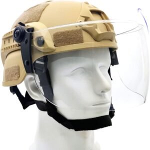 Tactical ACH Airsoft Helmet with Full Face Clear Visor Protective Guard MICH 2000 Mode for Paintball Outdoor CS Wargame