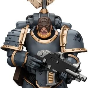 JOYTOY 1/18 Action Figure Warhammer 40k The Horus Heresy Space Wolves Grey Slayer Pack Grey Slayer with Legion Vexilla 4.72inch,Toys for Kids 15+ and Adults