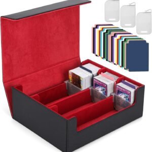 Card Deck Case for Trading Cards 1800+, MTG Card Storage Box, Leather Magnetic Closure Storage Box for Magic Commander, MTG, YuGiOh, PKM and Sports Cards