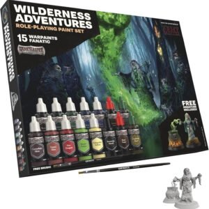 The Army Painter GameMaster: Wilderness Adventures Role-playing Paint Set, 15x18 ml Warpaints Fanatic Acrylic, 1 GameMaster Drybrush, 1 FREE Hard-plastic snap-fit Hag Miniature