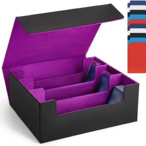 Card Deck Case For Trading Cards 1800+,Trading Card Storage Box,Commander Deck Box With 10 Dividers,6 Stoppers,4 Supporters, For Magnetic Card Holder,Toploaders,YuGiOh, MTG,TCG and Sport Cards
