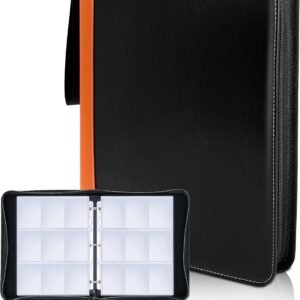 Card Binder, CLOVERCAT 9 Pocket Waterproof Trading Card Album, 720 Pocket Double Sided Display Zipper Card Binder with 40 Removable Sleeves, for YuGiOh, MTG, TCG, Game Card & Sports Card (Orange Edge)
