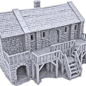 Black Rock Barracks by Printable Scenery, 3D Printed Tabletop RPG Scenery and Wargame Terrain 28mm Miniatures