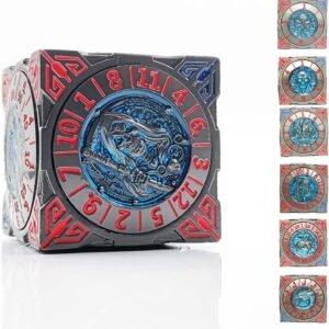 6 Sided Spinner DND Dice - Metal 7-in-1 Cool Role Playing D&D Set - Polyhedral D and D Gifts for Dungeons and Dragons TRPG MTG Games Lover Players (Black Nickel Red)