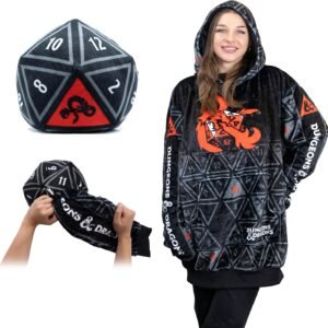 Plushible Wearable Blanket Hoodie, Hasbro Dungeons and Dragons, 2-in-1 Oversized Hoodie Blanket Pillow, Long Sleeve Sweatshirt Pocket, Cozy Gift for Men & Women