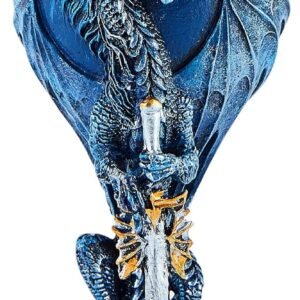 Blue Dragon Goblet Stainless Steel Dungeons and Dragons Gift Chalice Wine Goblet 7 oz. (Blue Sword Dragon)