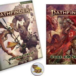 Pathfinder Remastered Second Edition Player Core 2 and Core GM Screen and a Treasure Chest Button