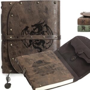 DND Dragon Notebook/Diary, Dragon Embossed Notebook for Dungeons & Dragons/D&D Series, RPG Accessory for DMs and Players Nerdy Gifts, 288 Pages A5 Leather Notepad for Men and Women.