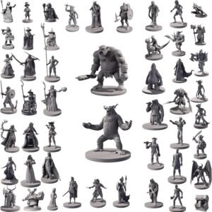 50 Unique Miniatures Fantasy Tabletop RPG Figures for Dungeons and Dragons, Pathfinder Roleplaying Games. Bulk unpainted, Great for D&D