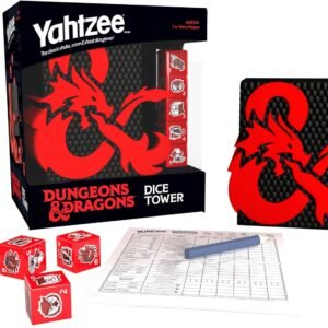 YAHTZEE: Dungeons & Dragons | Collectible Dice Tower | Dice Featuring Dragon, Owl Bear, Gelatinous Cube, Mimic, Mind Flayer, and Beholder | Officially-Licensed Dungeons & Dragons Game & Merchandise