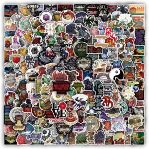 200 Pcs Dungeons and Dragons Stickers for Laptop Water Bottle Bumper Luggage Computer Skateboard Snowboard, Gifts for Kids Girls Teens Boys Women Men