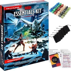 Dungeons and Dragons Essentials Kit - Starter Set Bundled with 6 Dice Sets, Flannel Bags, Figures, Heroes, Master Screen, Printable Materials - DND 5th Edition Tabletop Board Game for Beginner
